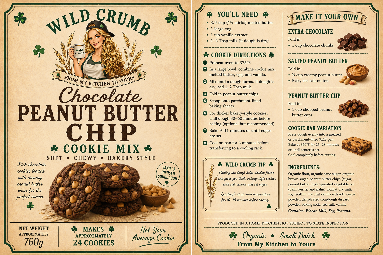 Wild Crumb Sourdough Chocolate Peanut Butter Chip Cookie Mix